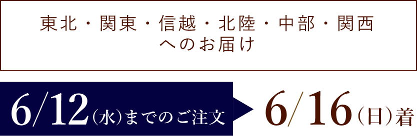 【東北・関東・信越・北陸・中部・関西へのお届け】6/14(水)までのご注文→6/18(日)着